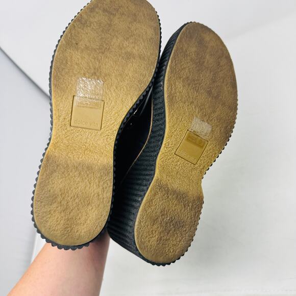 Dolce Vita Black Leather Chain Wedge Loafers Platform Heels Women’s Size 9 - Picture 11 of 14